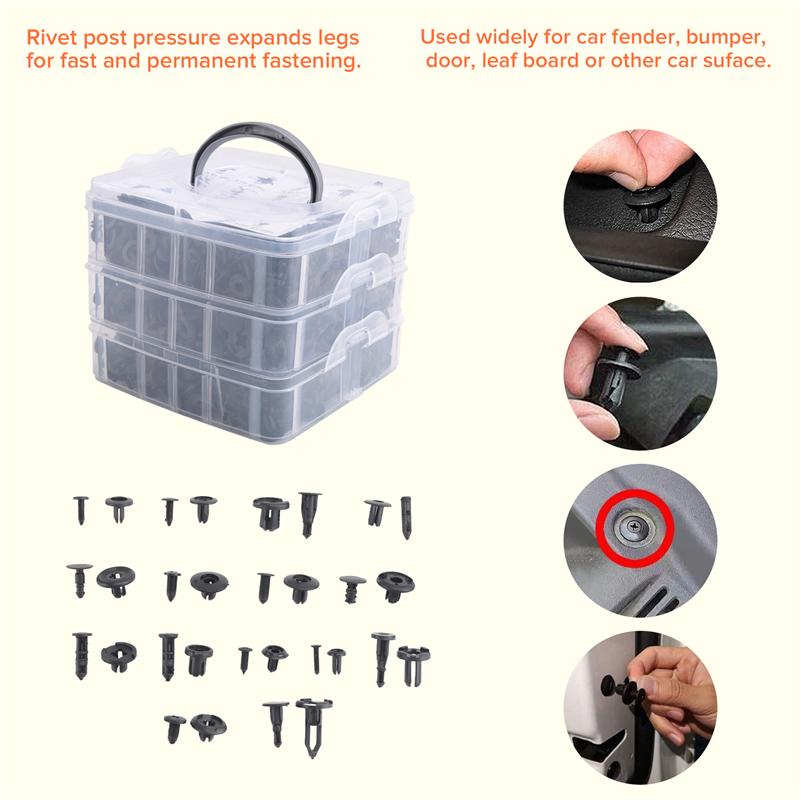 Precise 650PCS Auto Fastener Clips Mixed Car Body Push Pin Rivet Bumper Door Trim Panel Retainer Fastener Kit Clips For Car