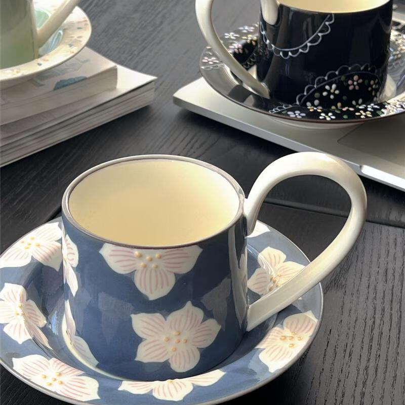 Shangqi Vintage Ceramic Coffee Mug & Saucer Set