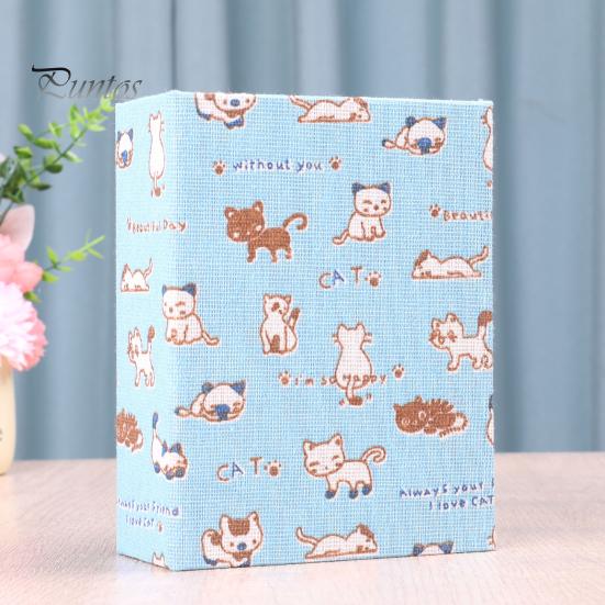 Retro Style Photo Album Mini Printed Fabric Slip-In Album, Portable Floral Print Scrapbook with Transparent Sleeve Pages, Lightweight No Paste Pocket