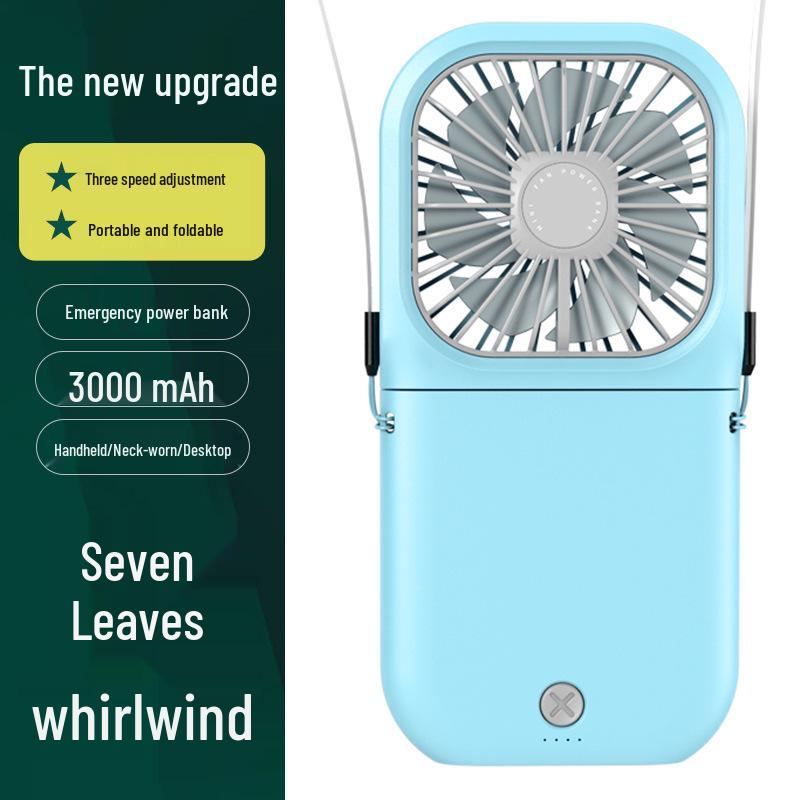 Portable Rechargeable Foldable Neck Fan with High-Speed Cooling and Ice Pack Neck-Hanging Fan