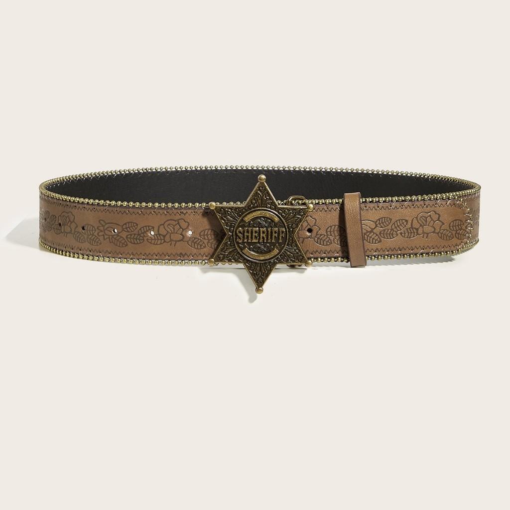 Punk Leather Belt With Metal Snap Buckle For Casual Youth Fashion
