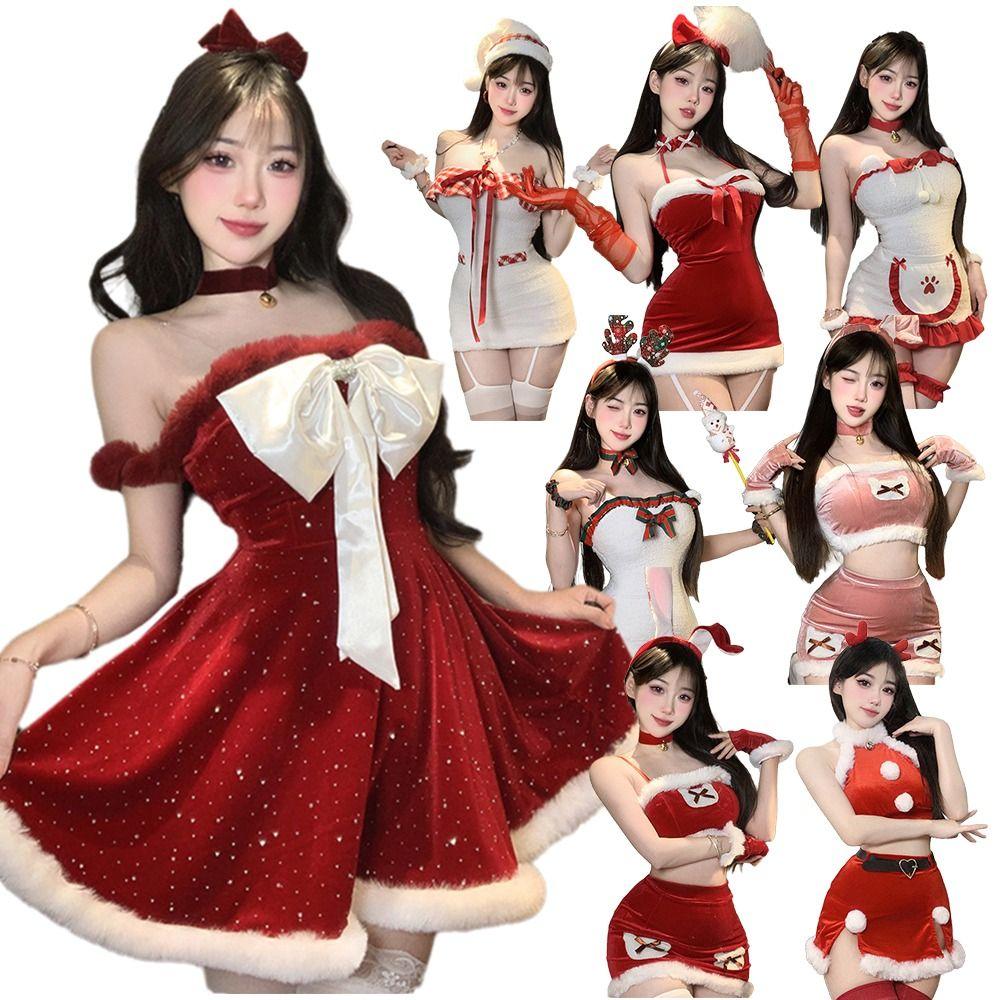 Red Velvet Santa Claus Coat Xmas Cosplay Outfit Fashion Cosplay Costumes Holiday Party
