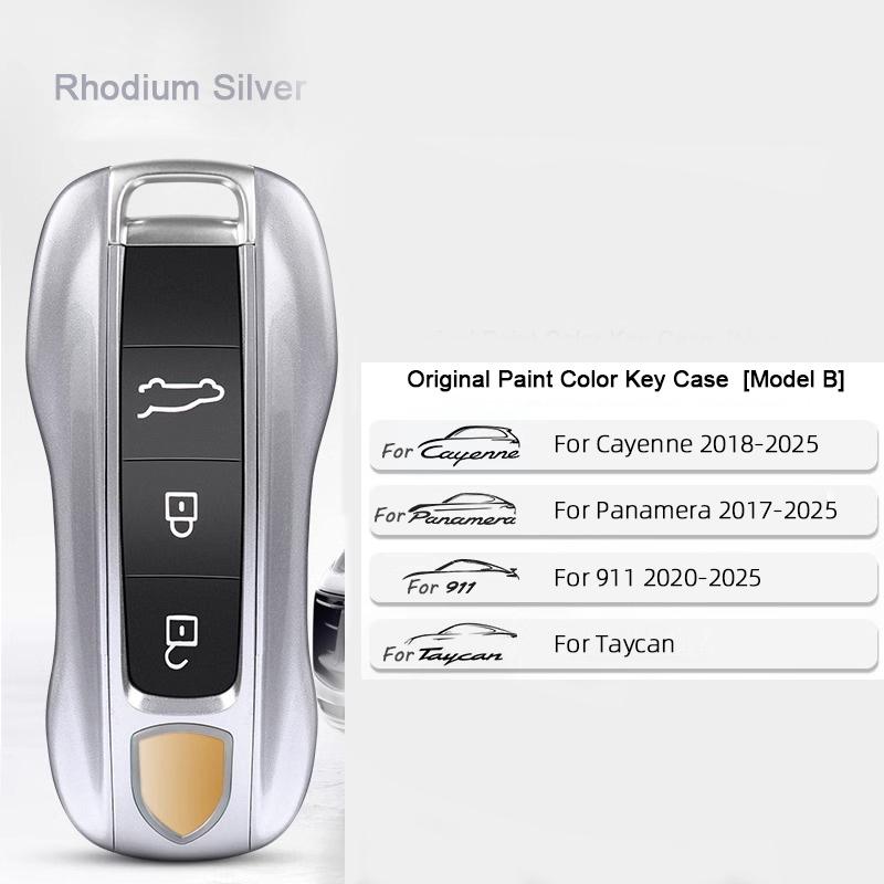 For Porsche Cayenne Mancan Panamera 911 718 Boxster Cayman Taycan 2010-2024 Car Key Paint Case Bordeaux Red Shell Replacement
