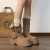 Brown two-wear locomotive Martin boots women's 2025 autumn and winter new thick-soled heightening Maillard boots small short boots