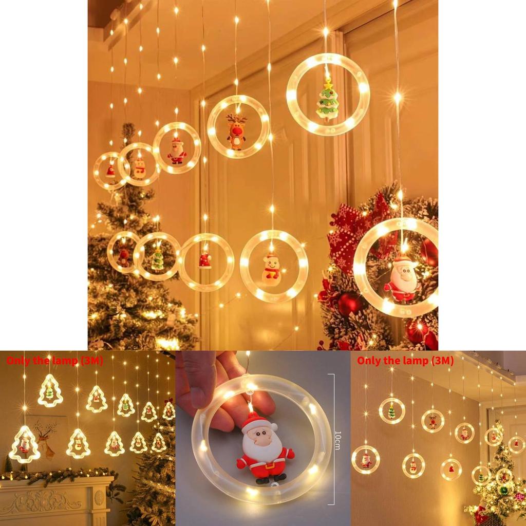 Christmas Led String Lights With Snowman And Tree Hangings For Indoor Festive Decor