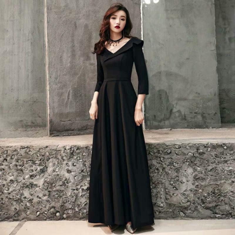 Autumn Red Wedding & Engagement Dress: Elegant Toast Dress for Brides