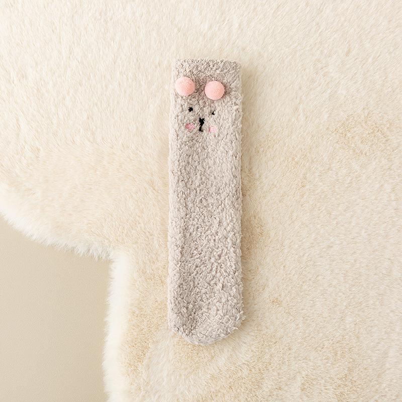 Ladies Autumn and Winter Lamb Plush Plush Thickened Sleeping Home Floor Small Ear Socks