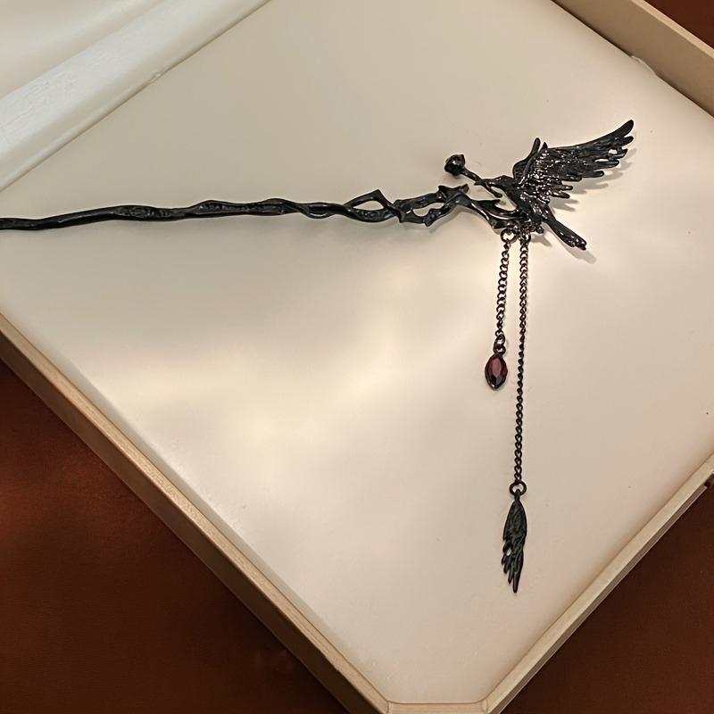 

Crow Holding a Rose - a Niche and Cool Black Metal Women s Hairpin with Gothic Style Party and Banquet Fashion Matching Headwear чорний