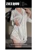 Ziqu Plus Size Boyfriend Style Lace Nightgown - Sexy Two-Piece Thin Homewear