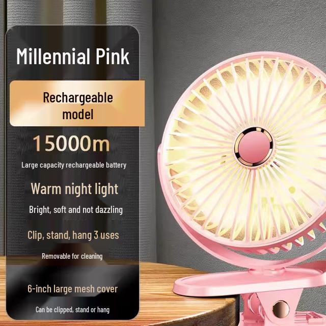 Compact Clip-On USB Rechargeable Fan: Quiet and Portable for Office, Dorm, Stroller, or Bed Use