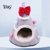 Soft Cat Cave for Winter Christmas Tree Bed, Plush Bed with Removable Cushion, Non-slip Warm Enclosed House Bottom, Cozy Pet Indoor Cats Kittens