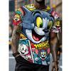 Tom And Jerry Men's T-shirt, 3D Cat And Mouse Pattern
