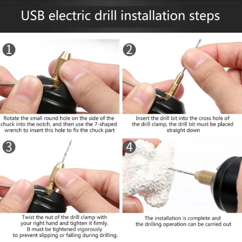 1 Sæt Håndholdt Mini Elektrisk Boremaskine USB DIY Værktøj til Fremstilling af Smykker med Epoxyharpiks Træhåndværk Graveringspen