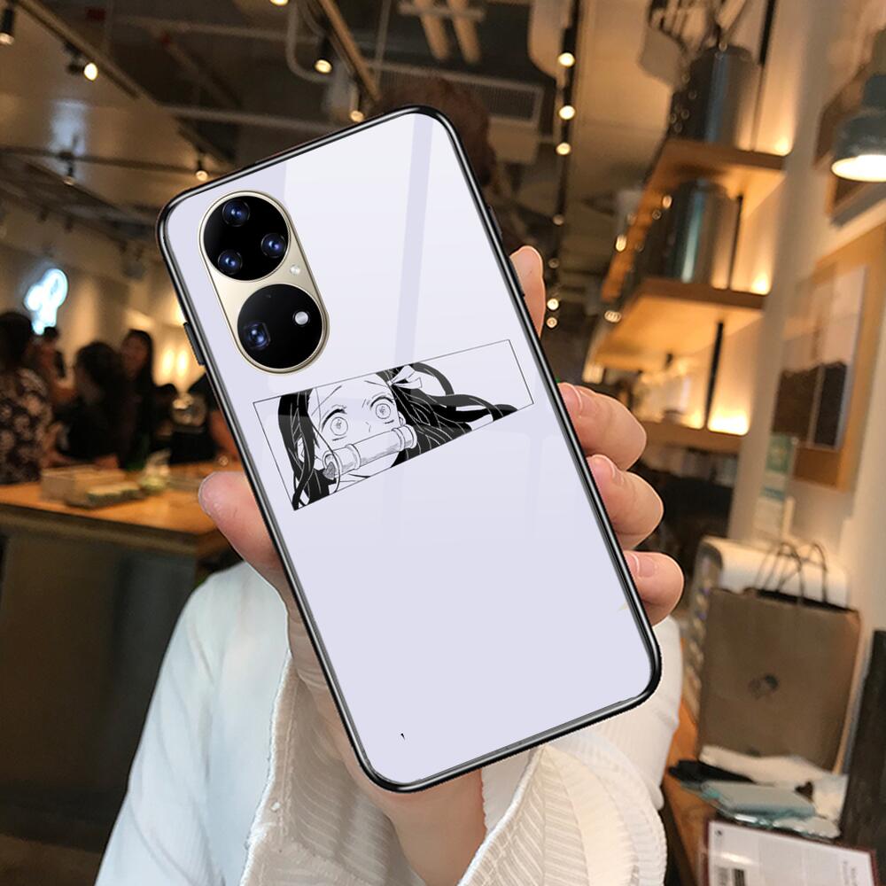 Kamado Nezuko Kimetsu No Yaiba Demon Slayer Husă de Telefon din Sticlă Temperată Moale TPU Pentru Huawei P40 Pro lite 5G P30 P Smart Z 20