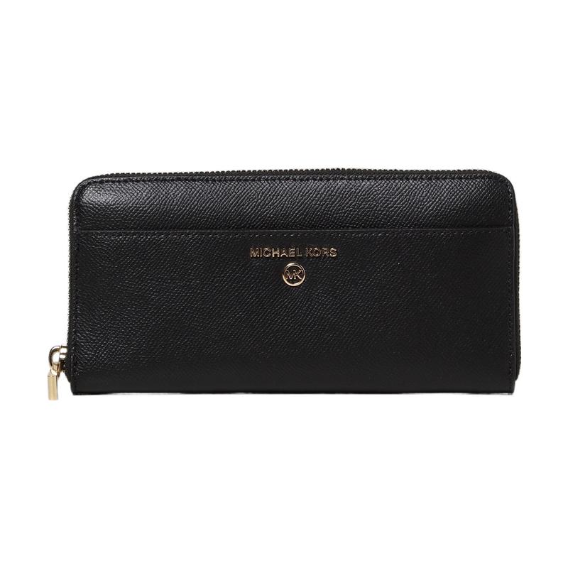 MICHAEL KORS Jet Set Charm Gold Metal Logo Logo Zipper Closure Cowhide Wallet Women s Black чёрный