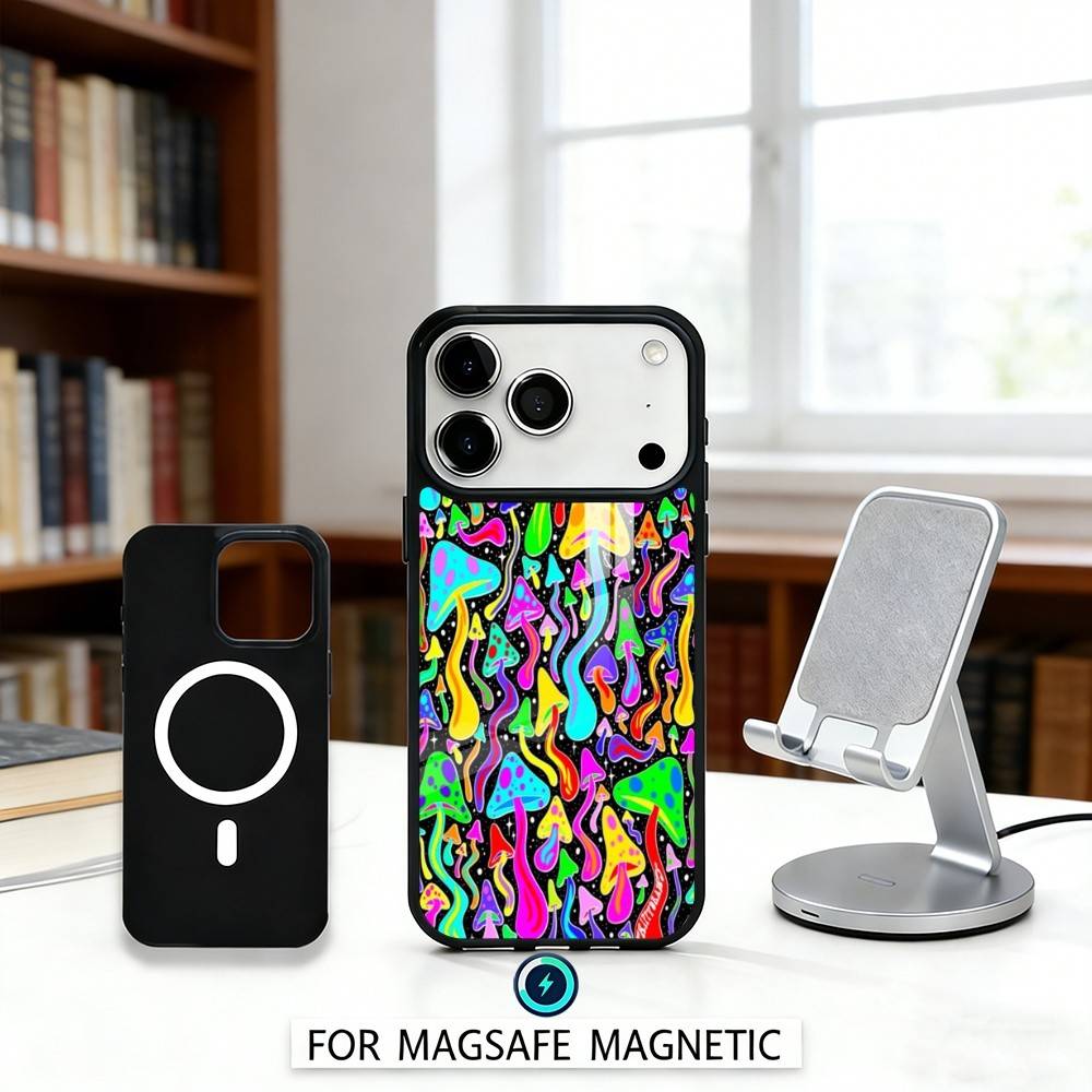 P-Psychedelic C-Colored M-Mushroom Phone Case For iPhone 17,16,15,14,13,12,Pro,Max For Magsafe Magnetic Wireless Charging