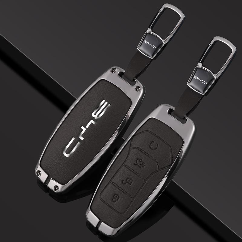 Car Key Case Cover Shell Fob for BYD Atto 3 Han EV Dolphin Lied Tang Dm Qin PLUS Song Pro MAX Yuan Zinc Alloy Protector Keychain