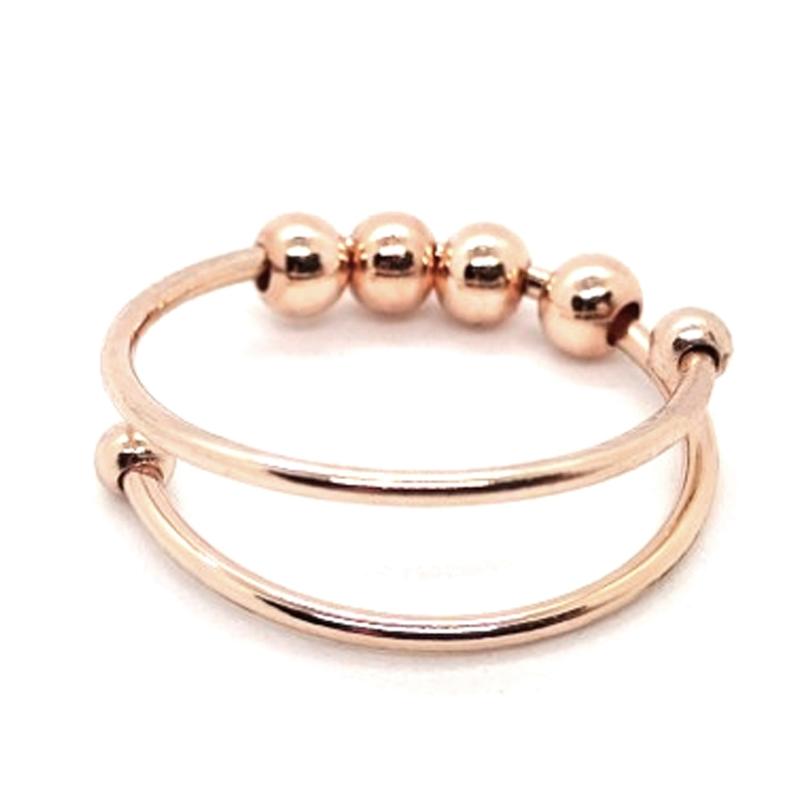 Punk Anxiety Rings For Women Men Spiral Fidget Beads Ring 2024 Trend Jewelry Rotate Freely Anti Stress Stainless Steel Ring Gift