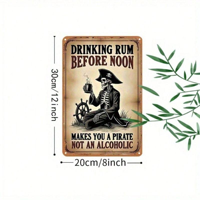 Metal Wall Art Pirate Rum Retro Bar Humorous Home Decor