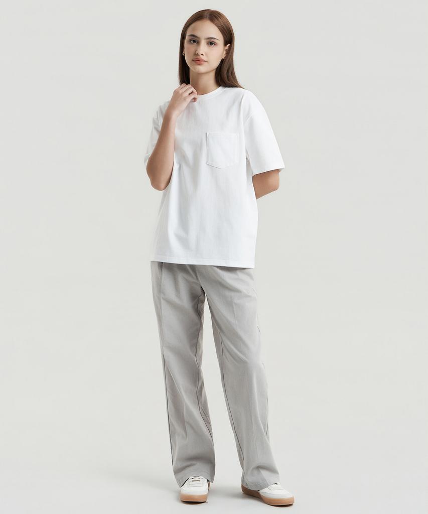 Delma W Linen Touch Semi-Wide Elastic Waist Pants - Sand