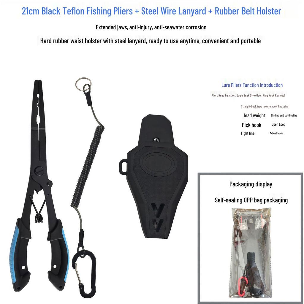 Black Teflon Eagle Beak Fishing Pliers: Multi-functional Hook, Line Cutter & Fish Control Tool