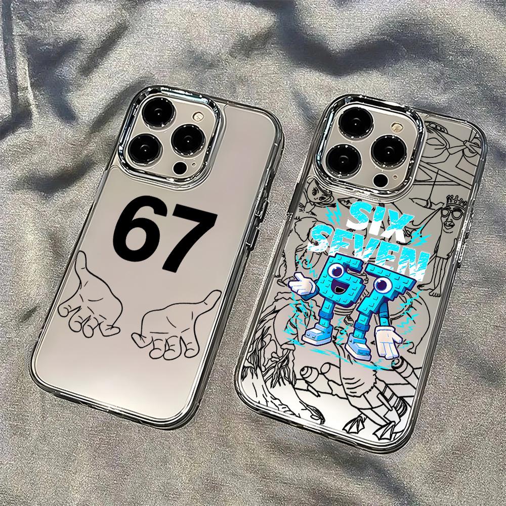 Luxury Six Seven 67 Phone Case For iPhone 17e 17 16e 16 15 14 13 12 11 Mini Pro Max X XR XSMAX Air Plus Transparent Soft Cover