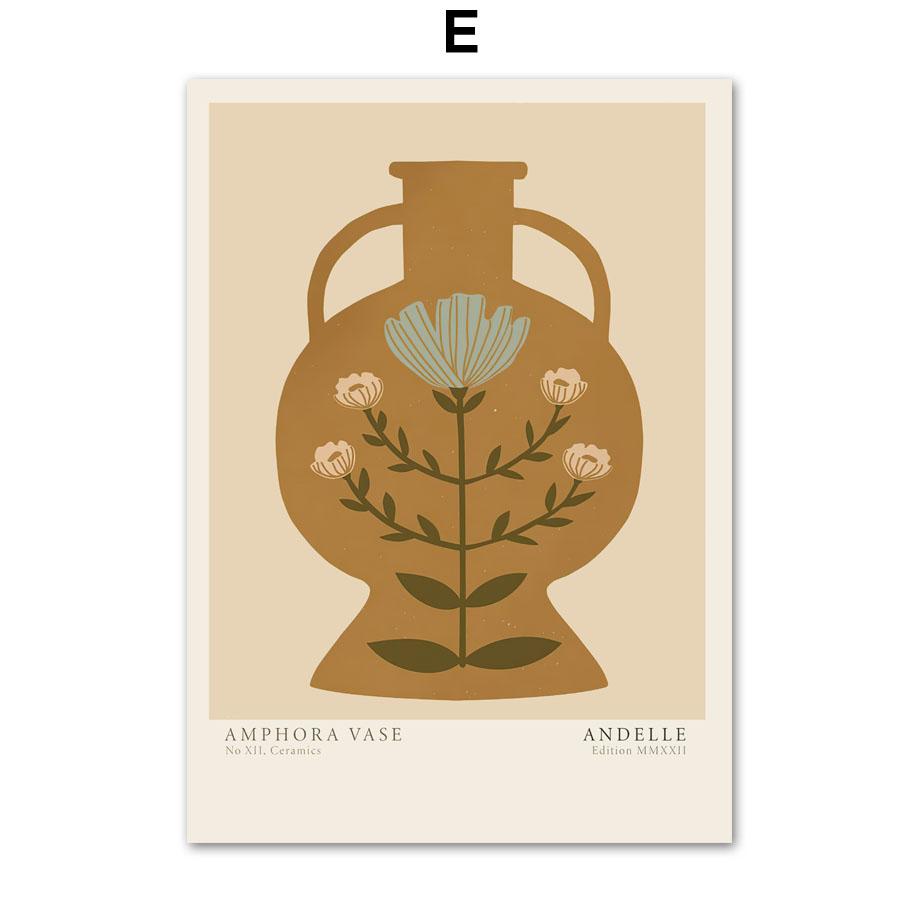 Abstract Lines Girl Vase Leaves Flowers Wall Art Canvas Painting Posters And Prints Hotel Cafe Pictures For Living Room Decor