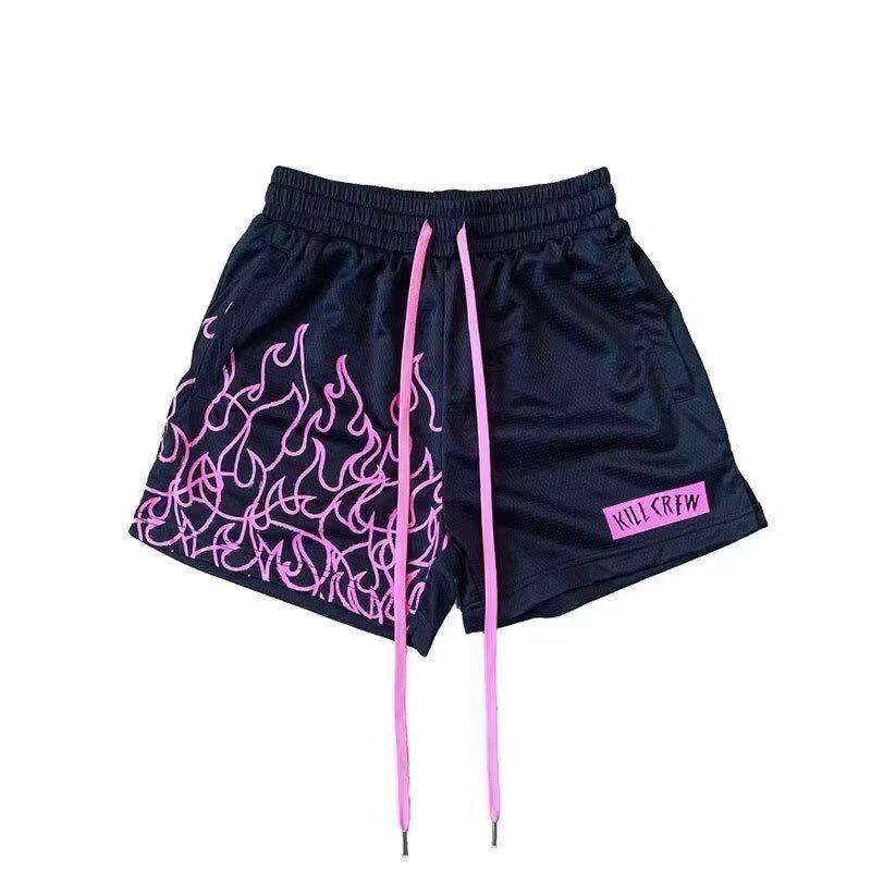 

Мужские модные летние повседневные шорты 2024: Свободные, универсальные шорты миди в корейском стиле с пятью точками M розовый