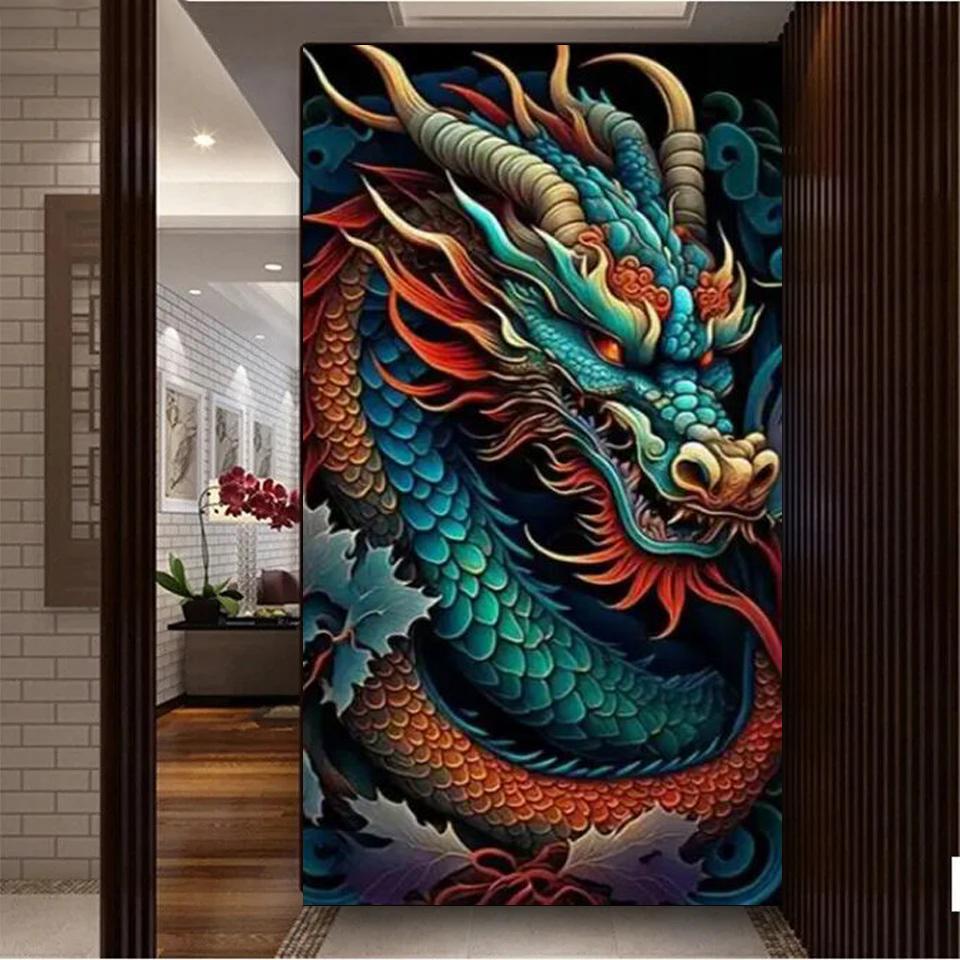 Velký Formát Džungle Tygr Leopard Drak Květina Diamantová Malba Křížková Výšivka DIY Plná Mozaika Výšivka Divoká Zvířata Dekor A877