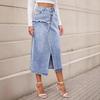 Women's Irregular Slit Denim Shorts - Slim Fit