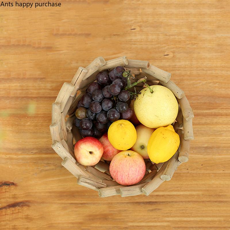 Handmade Wooden Fruit Bowl Round Storage Box Snack Tray Coffee Table Fruit Plate Candy Plate Decorative Plates Wooden Dishes