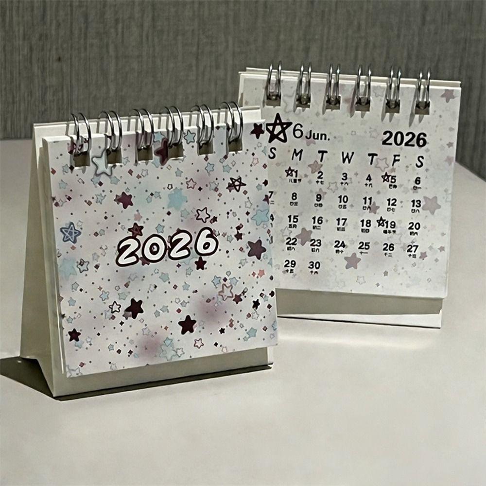 Mini 2026 Desk Calendar Stars Standing Calendar Cute Daily Planner  Office School Supplies