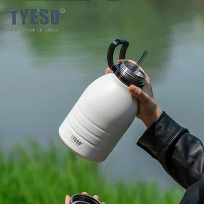 TYESO 1500/1900ml Sport Water Bottles 304 Stainless Steel Thermos Cup with Straw Outdoor Portable Vacuum Flask Cold Drinking Cup