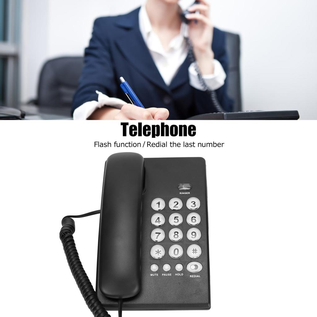 KXT504 Single Wired Corded Telephone Multifunction   Desktop Phone with Big Buttons for   Hotel(Black )