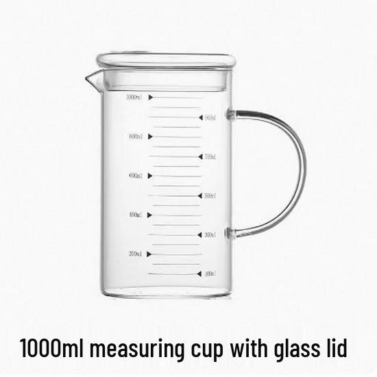 High-Temperature Resistant Glass Measuring Cup with Handle, for Baking, Milk, Juice, or Water.