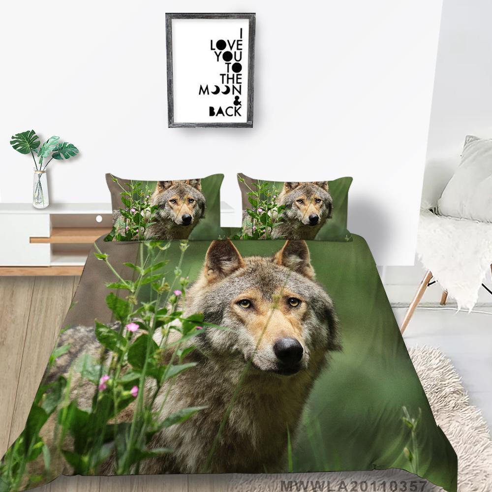 Домашний комплект постельного белья с 3D рисунком волка, пододеяльники, 2/3 шт., детский домашний текстиль, постельное белье, пододеяльник UK Single 135x200cm