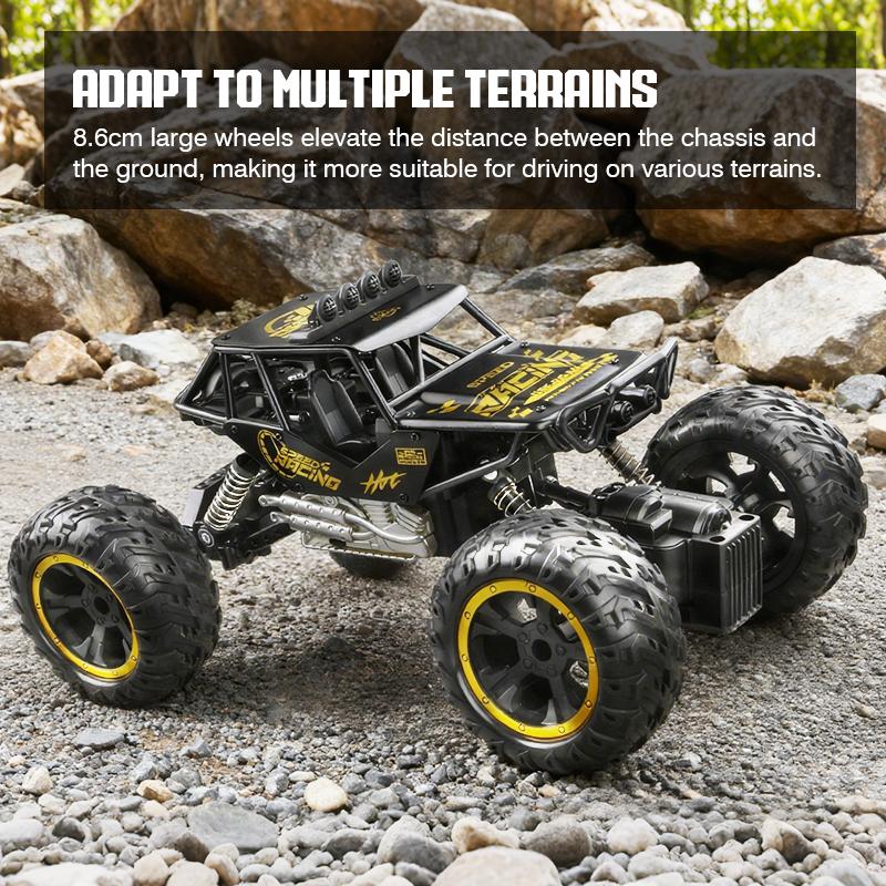 2.4g Remote Control Car Alloy Off-Road Climbing Car with Lights, Spray, Large Wheels, Rechargeable Children's Toy Car, Cross-Border Gift