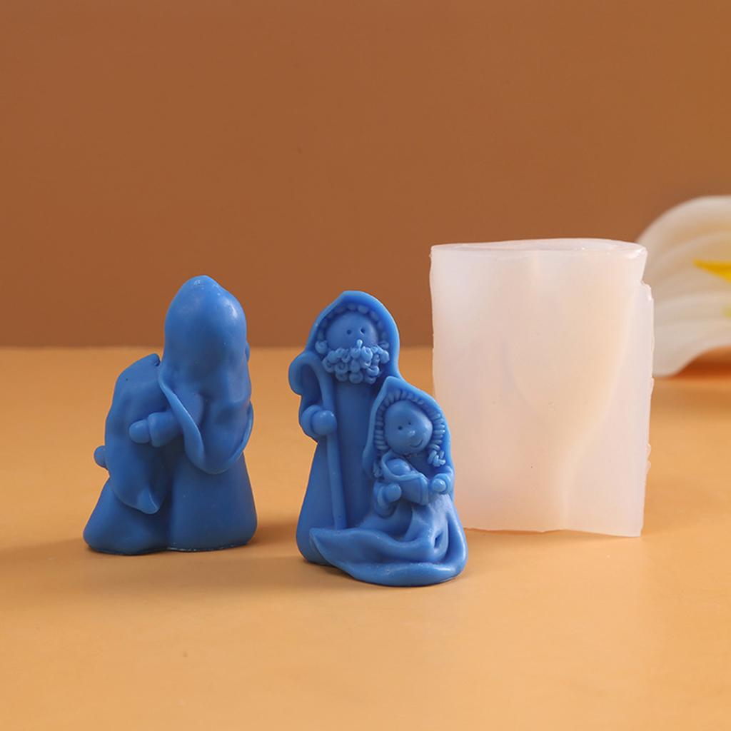 Holy Family Nativity Silicone Candle Mold Epoxy Resin Mould for DIY Soap Candle Making Handmade Craft Gypsum Decors