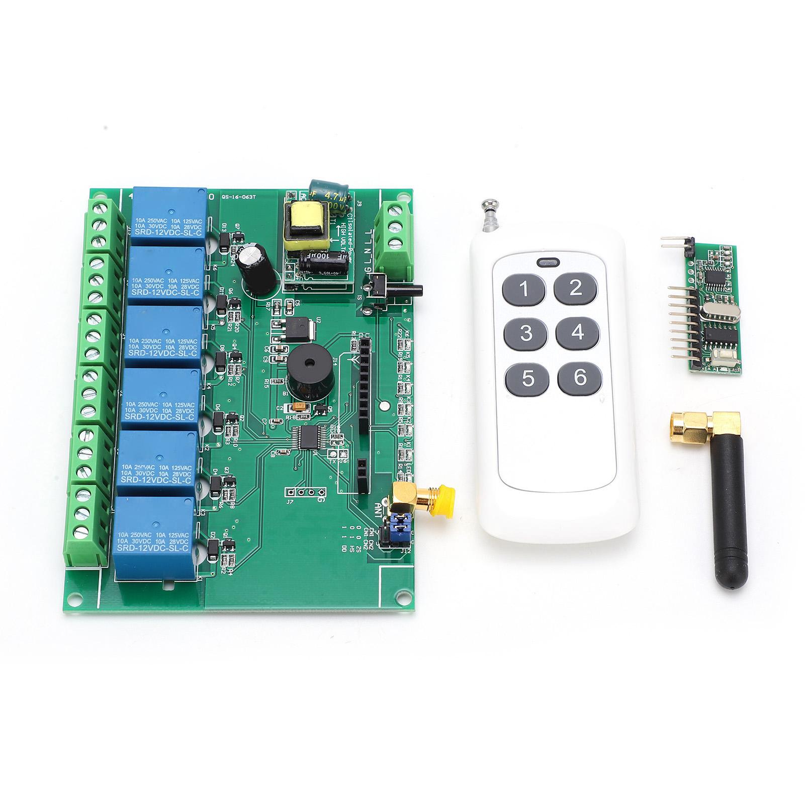 

Relay Board 6 Channel RF Remote Control Relay Module for Switch Industry 110240V