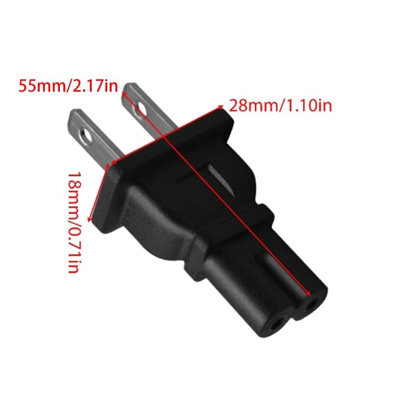 US 2 Prong Power Cord Power Plugs,2Pin Male to IEC320 C5/C7 Female Laptop Power Conversion Plugs