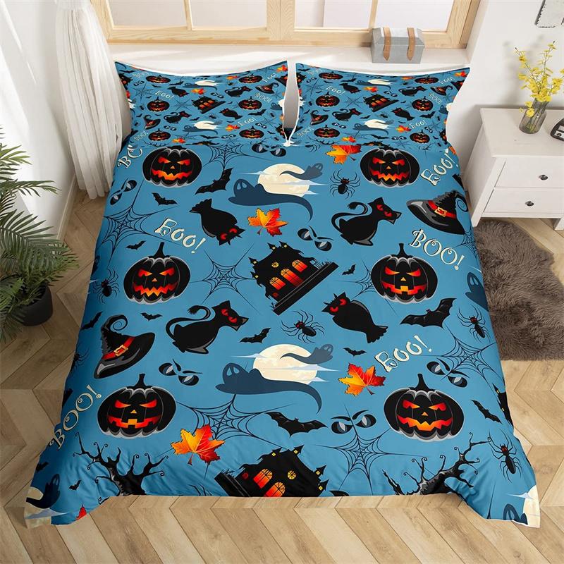 Halloween Duvet Cover Queen Boys Trick or Treat Bedding Set For Kids Teen Room Decor Microfiber Soft Sugar Skull Comforter Cover
