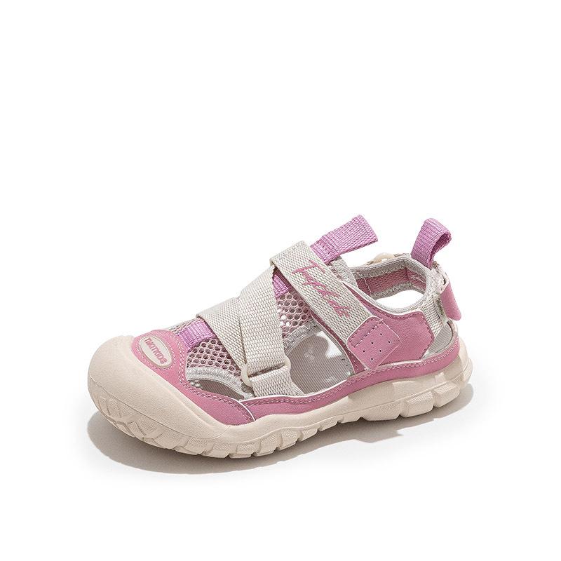 Size 26-37, girls' bag head sandals 2025 new summer children's mesh sports shoes pink stream shoes summer