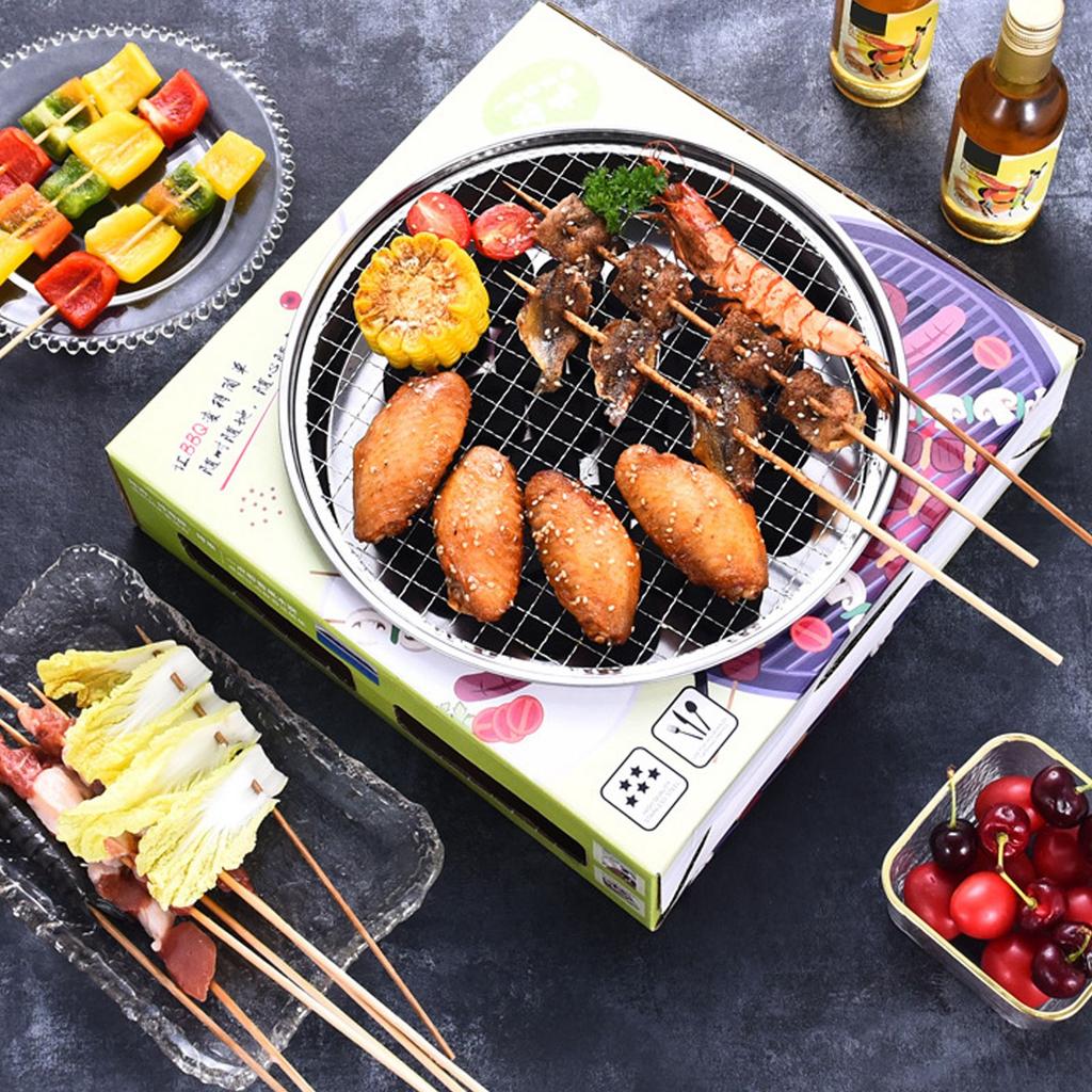 Disposable BBQ Grill Fast Ignition Smokeless Prevent Scalding Shell Portable Outdoor Charcoal Grill for Picnic 28cm