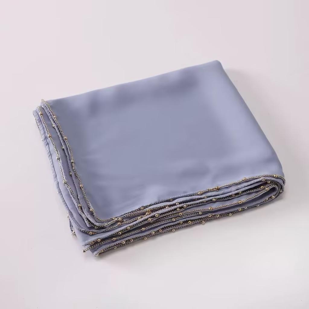 Rinestone Chiffon Hijab Scarf With Chains Women Muslim Hijab Luxury Bead Pearl Scarves Shawl Women Long Scarf Shawl Head Wraps