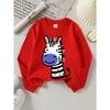European Sizes Girls Soft Crewneck Sweatshirt Cute Cartoon Zebra Rainbow Mane Print, Casual All-Match, Ideal Holiday Present