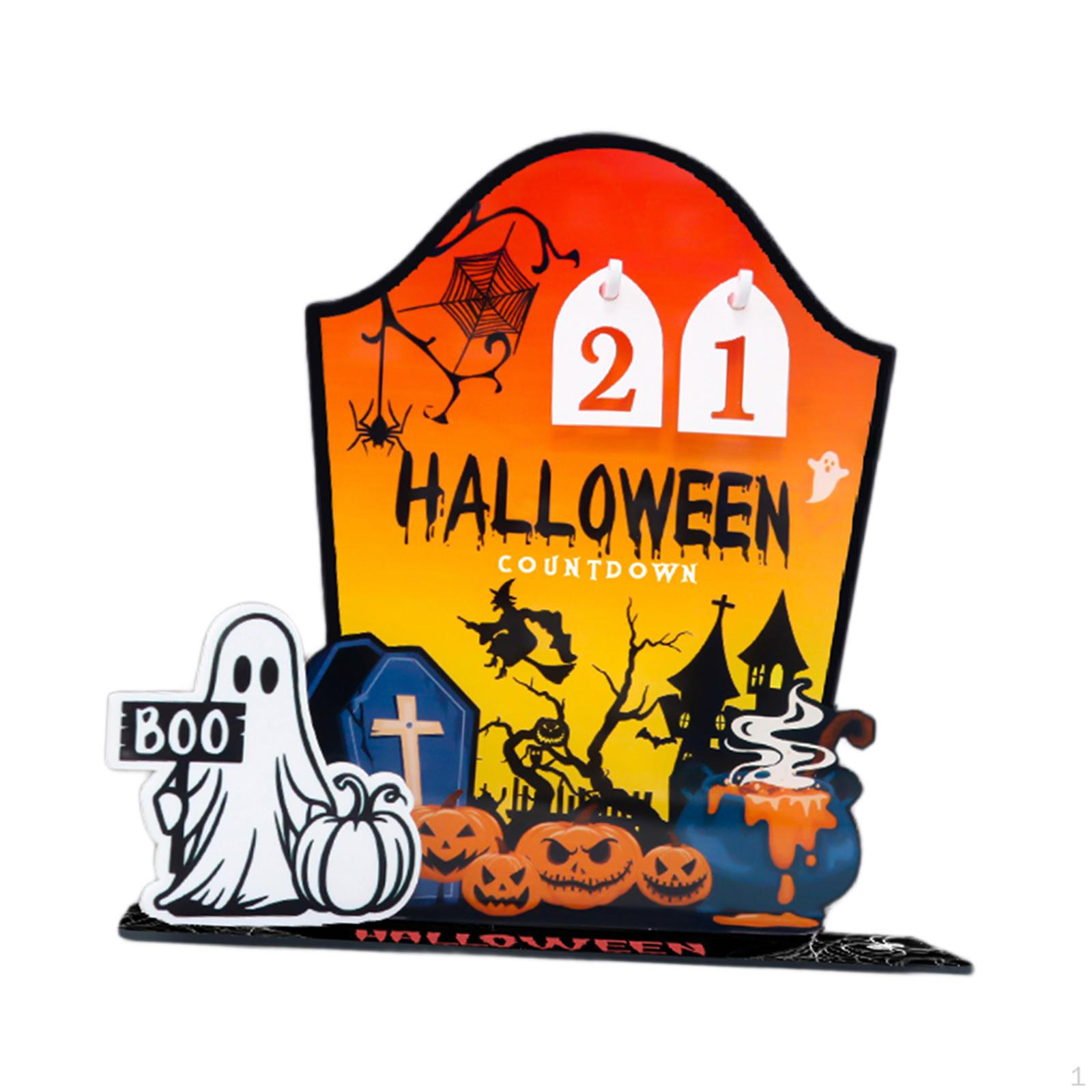 

Хеллоуїн Адвент-календар Настільний акриловий моторошний декор Прикраса столу для вечірки на фермі помаранчевий