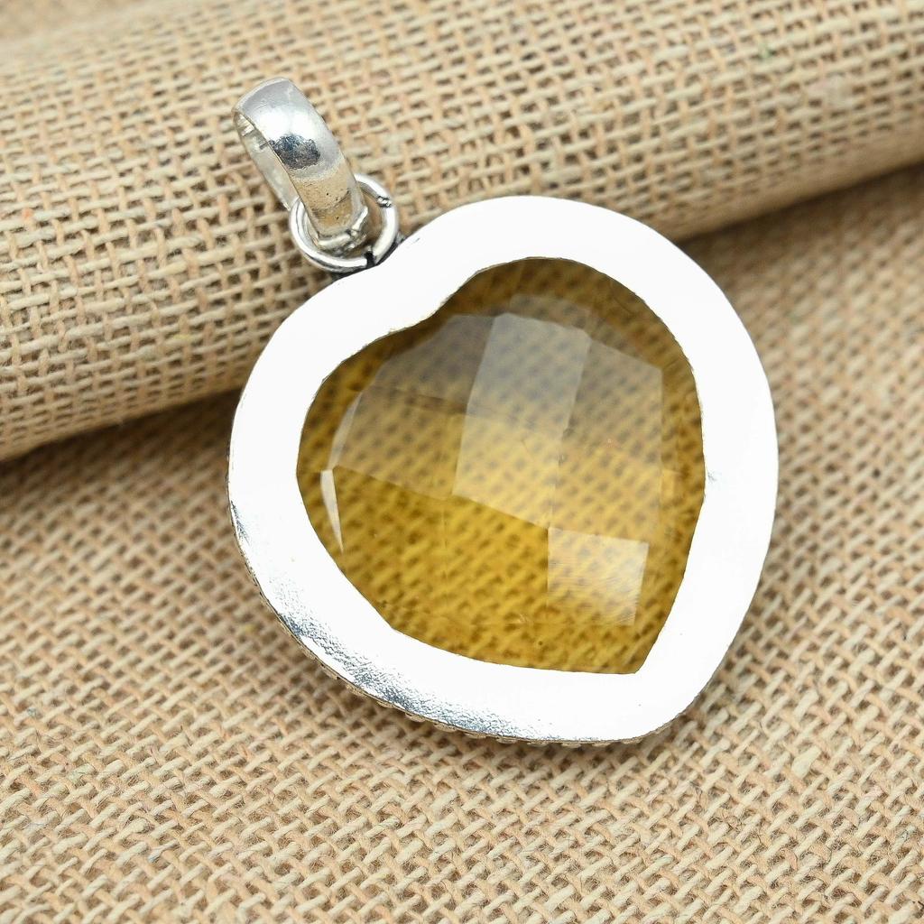 Citrine Topaz Beautiful Gemstone Handmade Jewelry 925 Solid Silver Pendant For Women