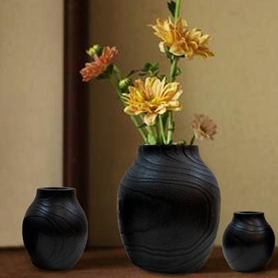 Kreative Wohndekoration Holzvase Massivholz Blumenarrangement Gefälschte Blume Trockenblumenvase