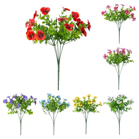 12 Pcs Artificial Pansy Flowers Outdoor UV Resistant Faux Silk Flowers Colorful Faux Pansies for Planter Window Box Front Porch Yard Patio Decor