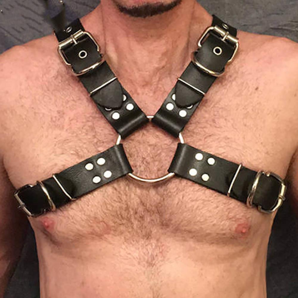 Fullyoung PU Leather Male Chest Harness Bondage Slave Fetish Restraints Straps Belts Sex Products Adult Toys Club Costumes